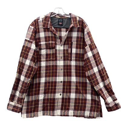Wrangler ATG Western Shirt Men's XL Red Plaid All Terrain Workwear Cowboy Ranch
