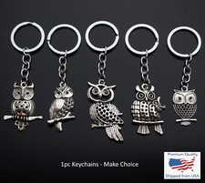 Vintage Hollow Out Owl Silver Pendant Keychain Key Chain Gift - 5 Owls Choices