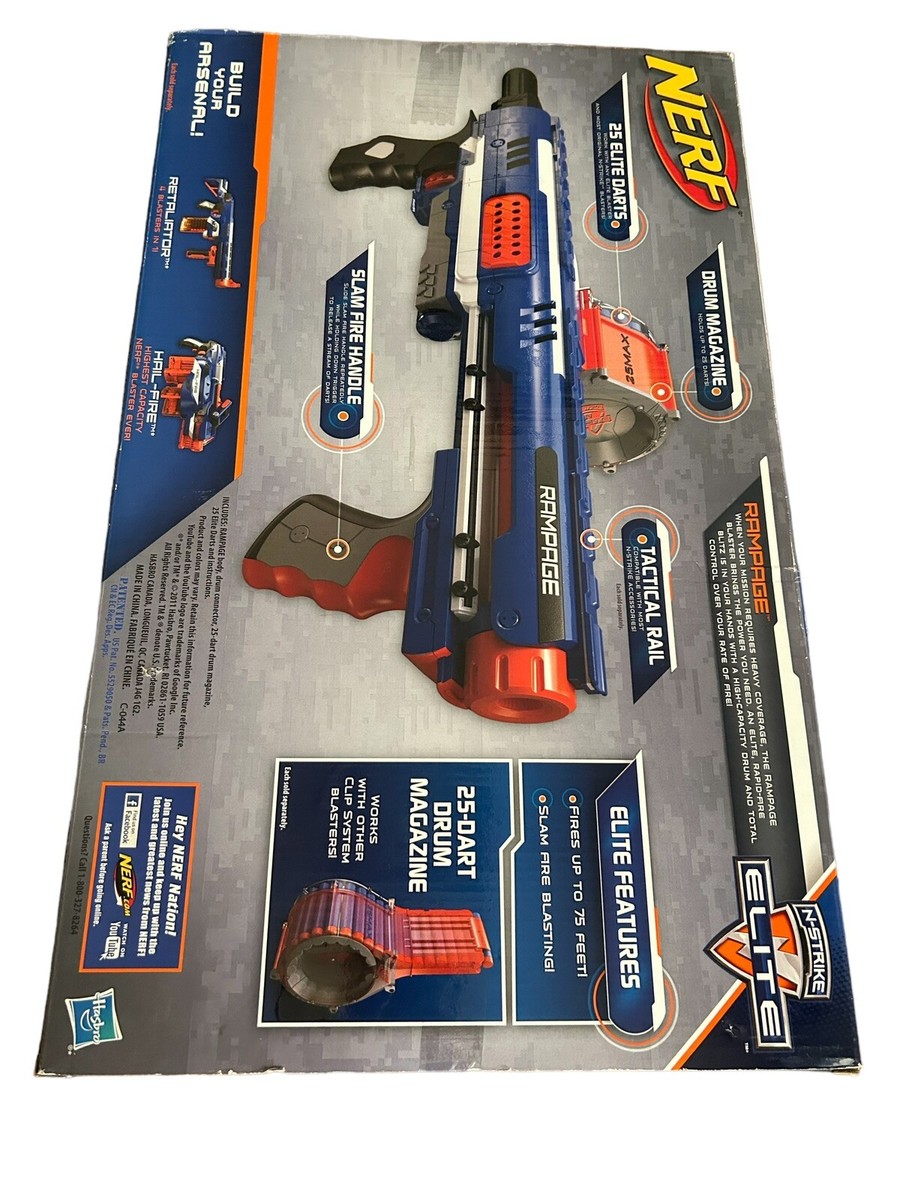 NERF N-Strike RAMPAGE Elite Slam Fire 25 Dart Drum Magazine NEW