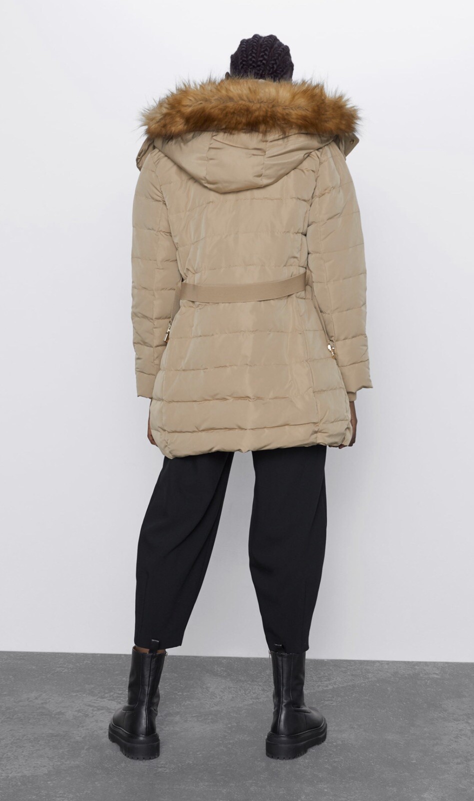 Zara Camel Water Repellent Belted Down Puffer L UK14 Bnwt # P45L image 3