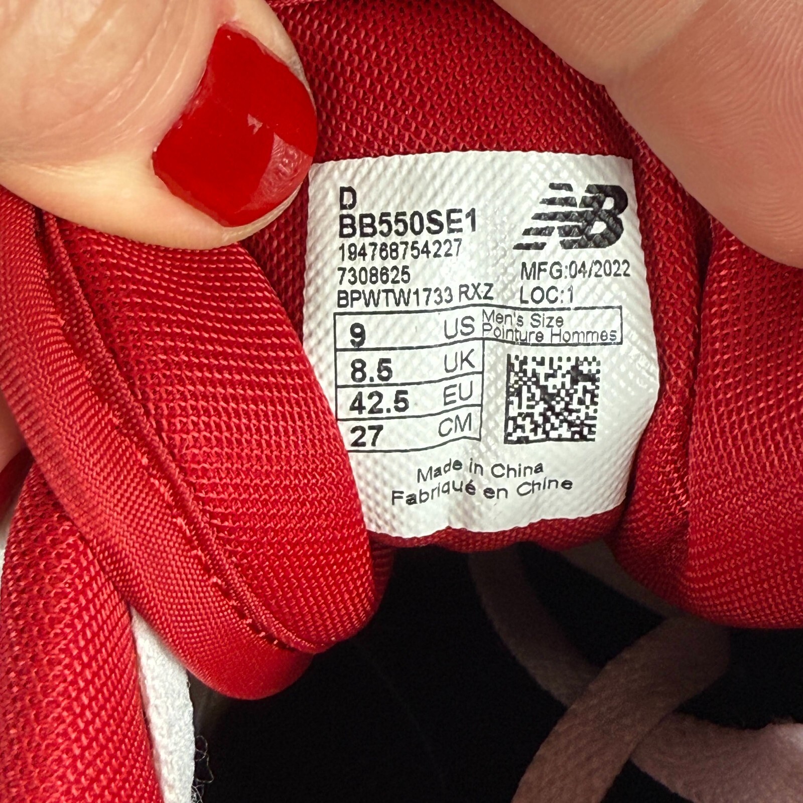 New Balance 550 Sneakers Mens 9 White Red Leather Low Top Athletic Running Shoes thumbnail 10