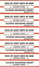 Five Jukebox Title Strips - George Jones: "Aching Breaking Heart" - rare '62