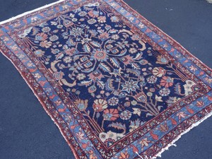 Antique-Persian-rug-Lilihan-wool-handmade-midnight-Dark-blue-burgundy-blue-3-039-x5-039