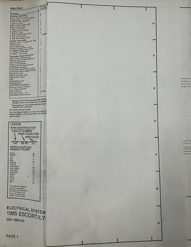 1985 Ford Escort Y Mercury Lince Foldout Diagrama Eléctrico Esquemáticos 85 - Imagen 1 de 4