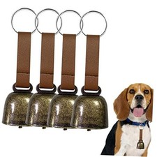 4 PCS Loud Bear Bells with Leather Button Strap Dog Collar Bell Pet Bells