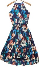 Simply Vera Wang Womens Halter Boho Hi-Low Dress Sleeveless Size XS Blue