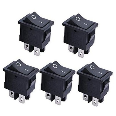 5pcs Snap-in DPST Rocker Switch Toggle Power ON-Off Switch 4 Pin AC 250V Black