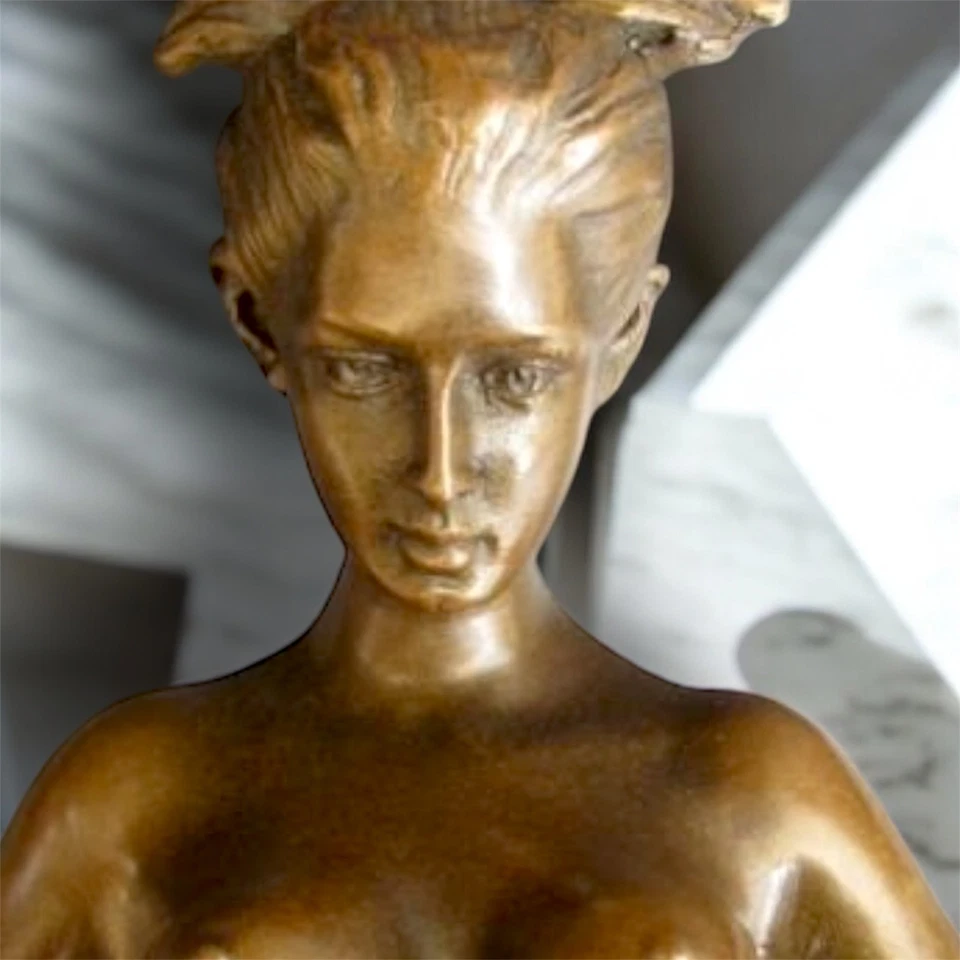 Vintage Bronze Sculpture Statue Woman Nude J.Patoue Decor Art Deco Rare Lady - Image 2 of 4