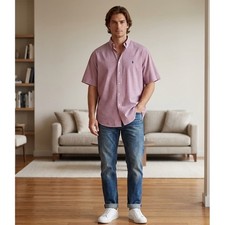 Ralph Lauren Blake Shirt Mens L Red Blue Gingham Check Short Sleeve Button Down