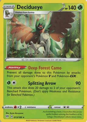 #ad Decidueye Holo Rare – SWSH03: Darkness Ablaze #013 189 Pokémon TCG $2.99
