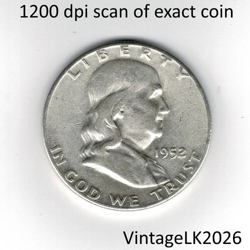 1952 S AU Ben Franklin Half Dollar Beautiful luster and details