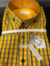 NWT Angelino Men's Dress Shirt in Yellow Plaid 100 Cotton 3XL 