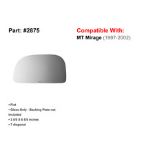 Fits 93-02 Mitsubishi Mirage Driver Mirror Glass Lens Wadhesive No Rear Mount