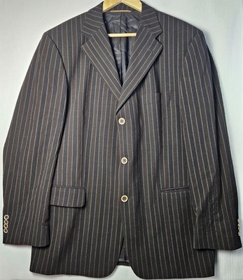 Roy Robson Jacket Blazer 42R Zignone Italy Wool Pinstripe Brown Smart Jacket