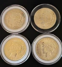 1921 MORGAN SILVER DOLLAR - S MINT MARK & (3) 1922 PEACE SILVER DOLLARS - PDS