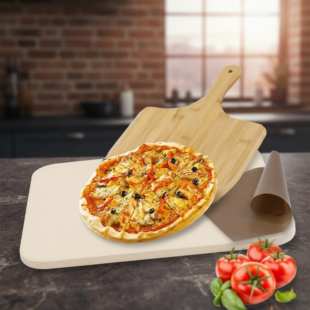 Pizzastein 30x38cm Backstein SET Brotbackstein Cordierit Steinofen Schaufel