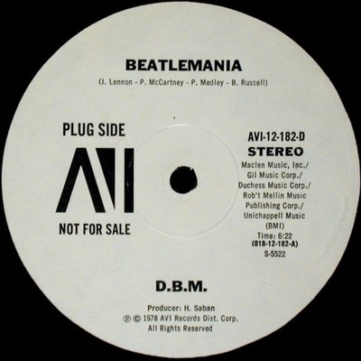 D.B.M., Beatlemania, (12'', Promo), VG+, 3808613225