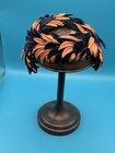 VINTAGE LADIES HAT - FASCINATOR/ VELVET PETALS / DARK BLUE - RUST/ ART DECO