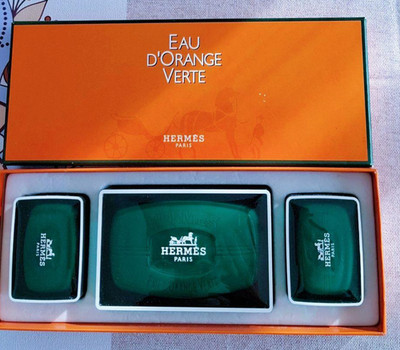HERMES EAU D'ORANGE VERTE PARFÜMIERTE BADESEIFE MIT BOX Orange Geschenk 3er Set