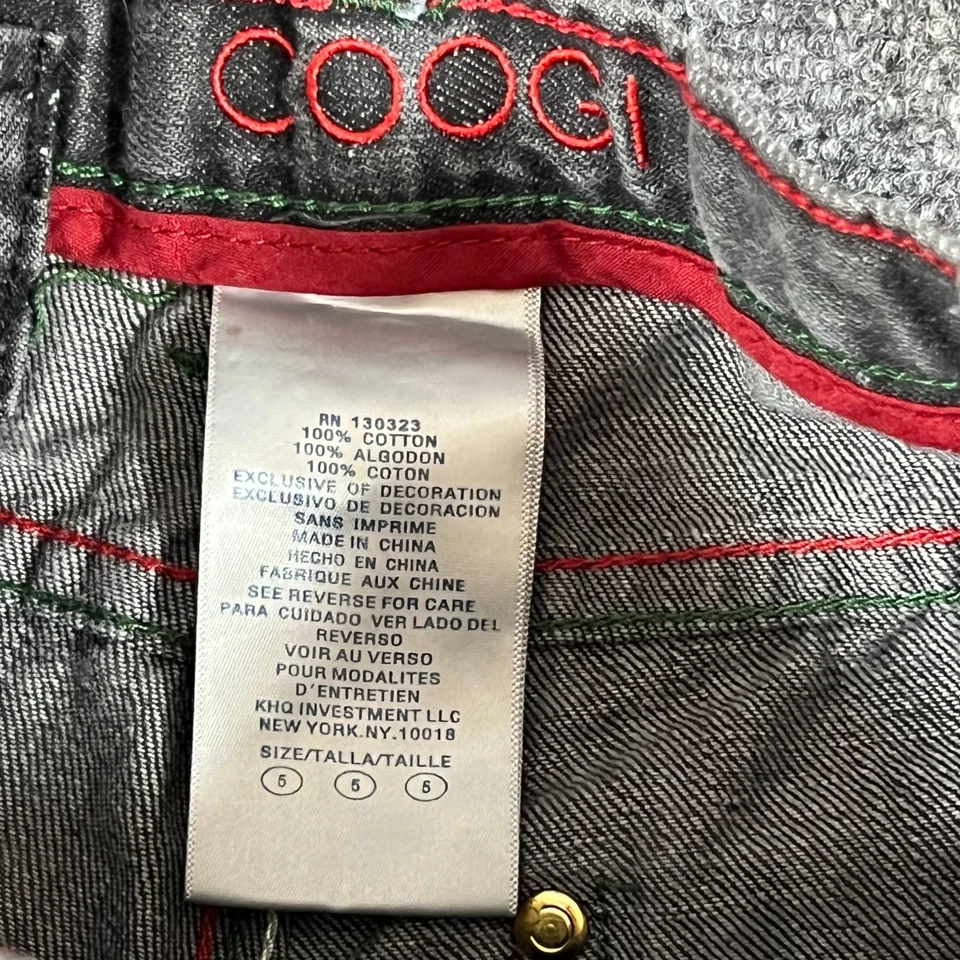 Jeans jeans COOGI masculino bordado preto colorido tamanho 5 *falha menor - Imagem 2 de 4