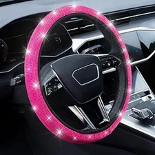 Steering Wheel Cover, Rhinestone Steering Wheel Cover with Crystal Diamond -pink