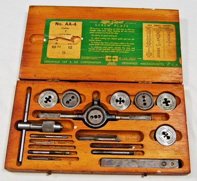 VINTAGE TAP & DIE SET, GREENFIELD LITTLE GIANT AA-4 SCREW PLATE