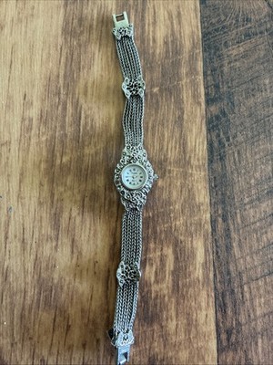 VINTAGE XANADU QUARTZ WATCH WOMENS DRESS MOP CHAIN BRACELET SILVER NEW BATTERY