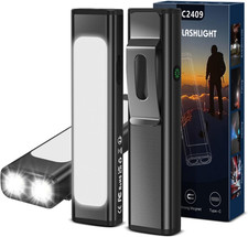 EDC Flat Flashlight Rechargeable, 1200 Lumens USB-C Pocket Flashlight with Clip,