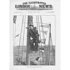 KÖNIGLICHE MARINE Marine Manöver auf der Suche nach dem Feind - Antikdruck 1890