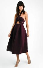 ASOS Tall Womens Purple Midi Dress Halter Neck Zip Closure RRP £62