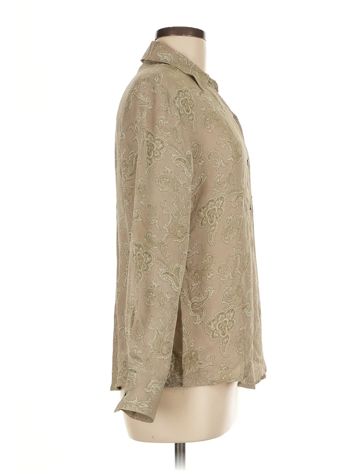 Top de seda de manga larga marrón Alfani para mujer 8 Foto 3 de 4