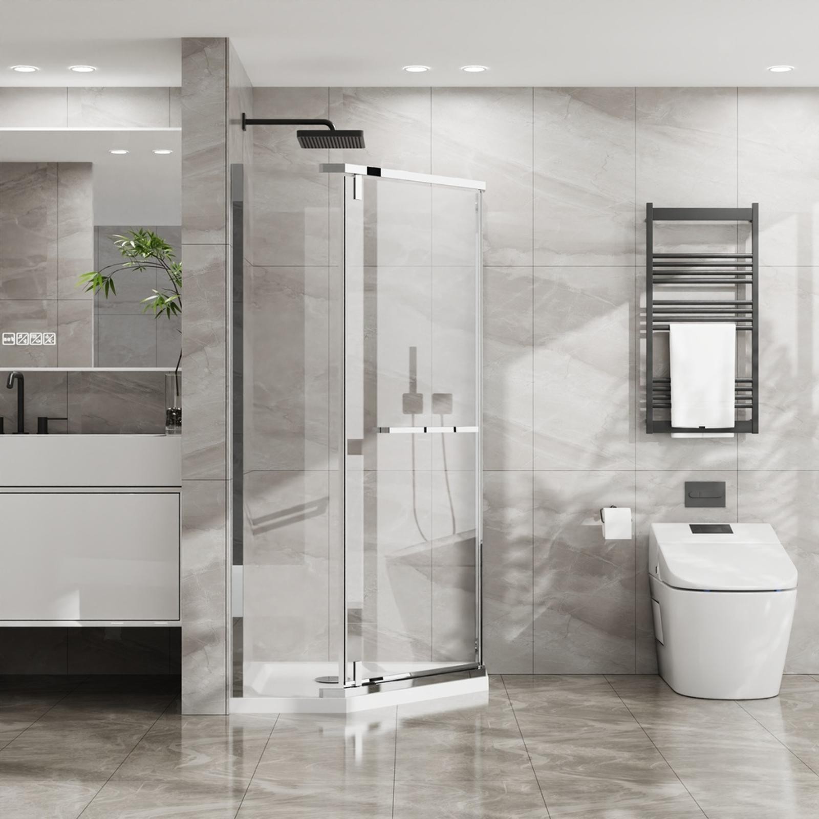 Premium Corner Shower Enclosure 36x36x72 with Stainless Steel Hardware &