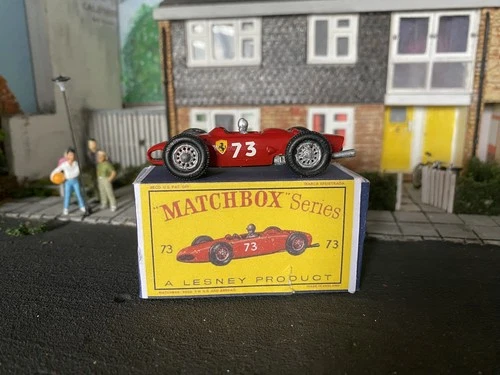 VINTAGE LESNEY-MATCHBOX 1-75 SERIES - No73 FERRARI RACING CAR RED, SPOKED HUBS