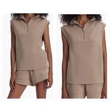 Varley Magnolia Half Zip Tank Top Mock Beige Relaxed Doublesoft Size Large NEW