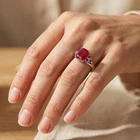 Twinkling Red Rubellite Tourmaline 4.20Ct 925 Sterling Silver White Gold Rings