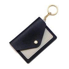 Mini Portafoglio Donna Porta Carte Slim con Portachiavi Nero Elegante