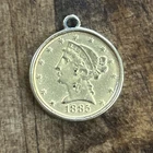 US 1885 Gold $5 5 Dollars Liberty Head Coin Recreation Pendant