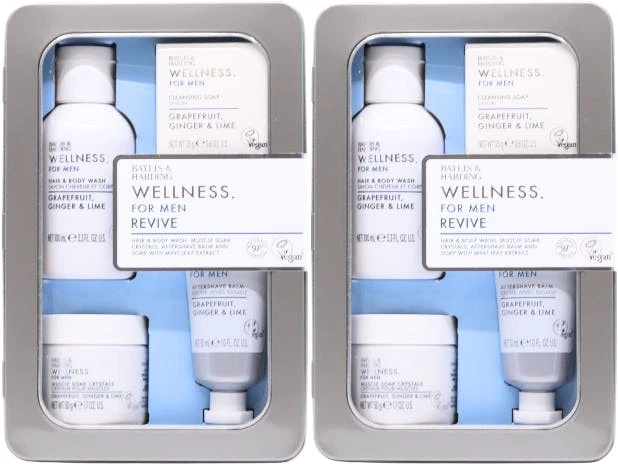 Baylis & Harding Wellness For Men His Essential Wellbeing 4 Piece Gift Set X 2