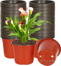 6 Inch 120 Pack Plastic Nursery Pots with Drainage Holes,Plastic Seed Starting P