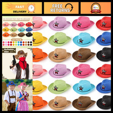 24Pcs Kids Cowboy Hats - 12 Colorful Straw Western Party Hats for Boys  Girls