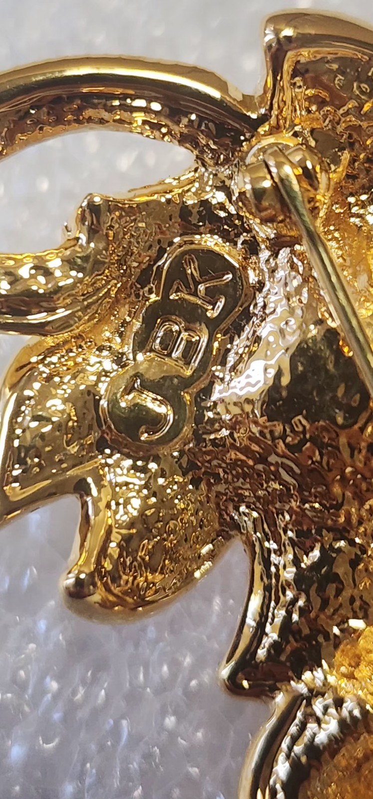 JBK Camrose & Kross Signed Vintage Gold Tone Pink Clear Flower Brooch IOB  C499