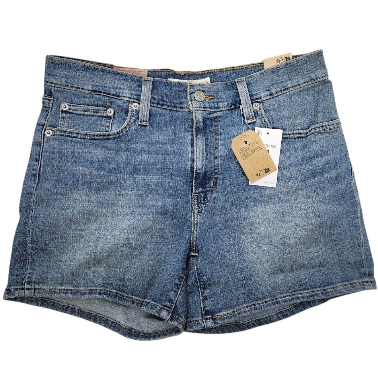 Levi's Mid-Length Shorts Women 30 Blue Denim Mid Rise Slim Fit 299650130 NWT
