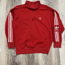 Adidas 1/4 Zip Mens Sweatshirt Size Medium Red Y2K
