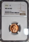 NGC MS-66 RD 1931-P Lincoln Cent, Cartwheeling, Cherry-Red, Superb Gem!