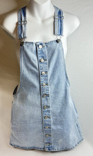 Denim Mini Overall Dress Small Forever 21 Jump Ring Back Adj Strap