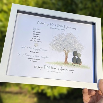 Personalisierte Kieselbilddose 10. Hochzeitstag Geschenk 8 x 10 Zoll