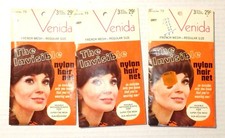 3 Packs Venida Nylon French Mesh Hair Nets Grey 3 Per Pack Vintage USA Made