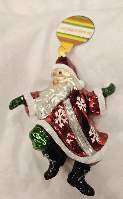 Sparkle Bright By Christopher Radko Holly Jolly Dancing Santa  Ornament 3011072
