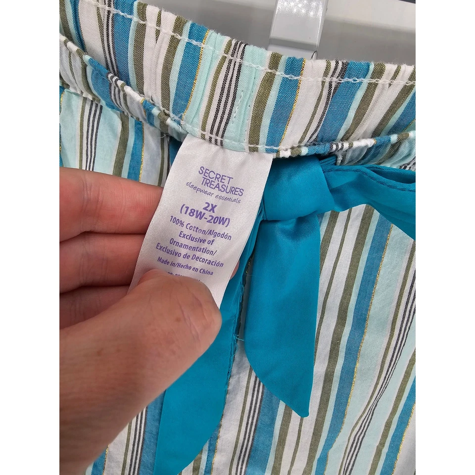 Pantalones de pijama Secret Treasures para mujer talla 2X azul dorado a rayas Foto 3 de 4
