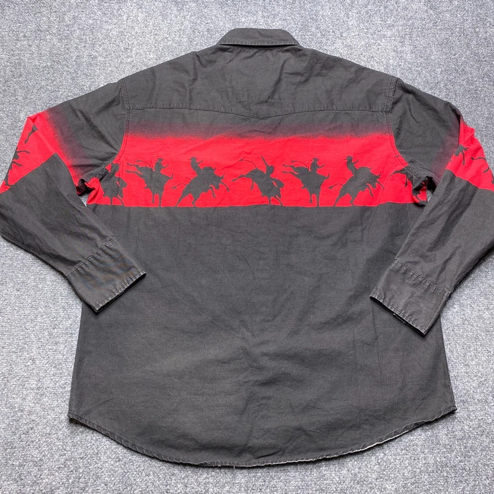 Camisa Rustler De Colección Para Hombres XL Roja Negra Perla A Presión Vaquero Western Rodeo Ranch Foto 4 de 4